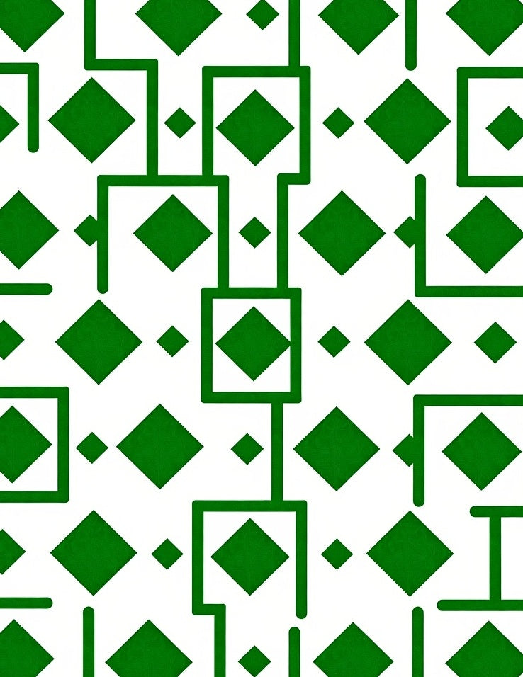 Green Geometric Diamond Pattern Rug