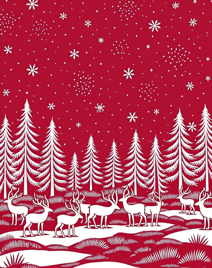 Winter Forest Reindeer Silhouette Rug