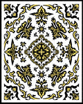 Classic Yellow Black Damask Design Rug