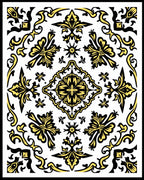 Classic Yellow Black Damask Design Rug