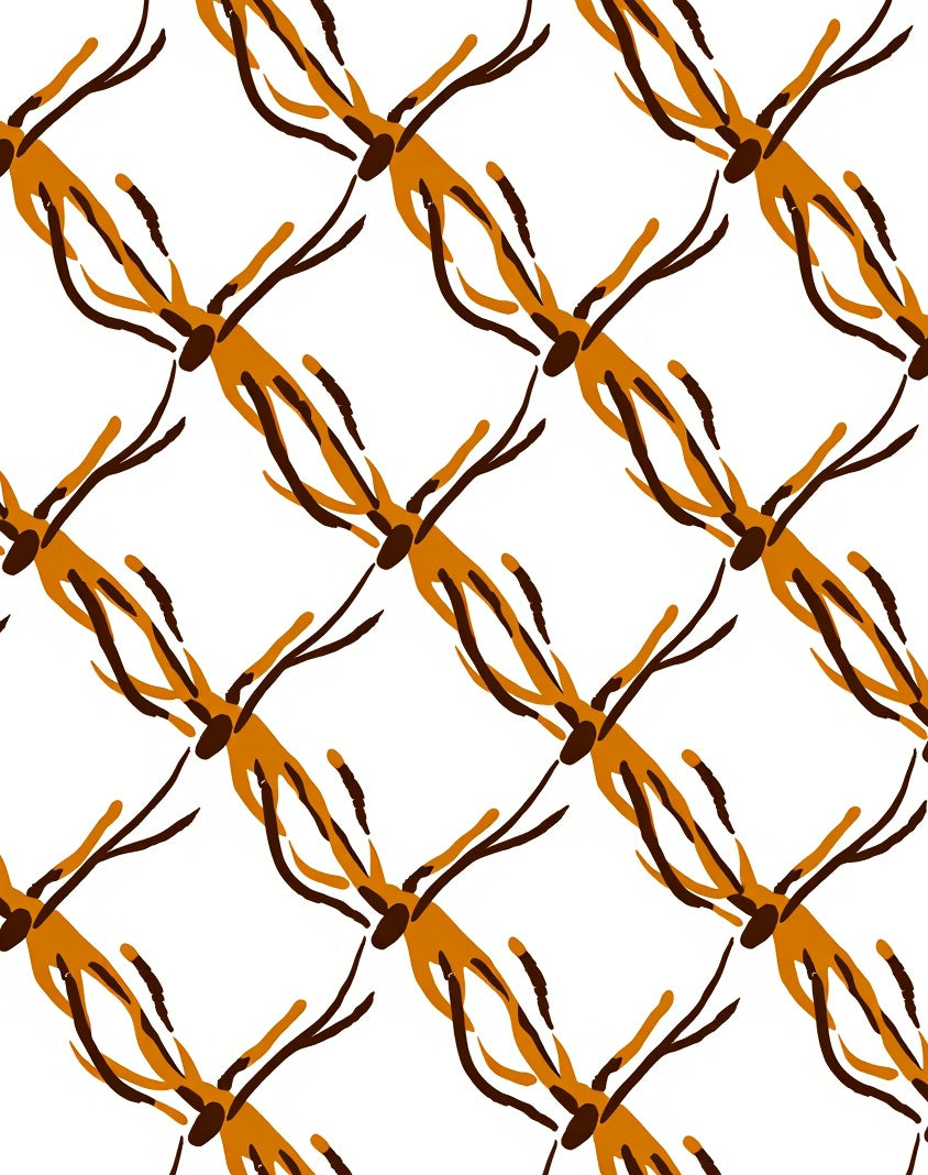 Orange Brown Abstract Branch Pattern Rug