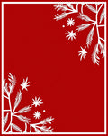 Red White Leafy Snowflake Design Rug