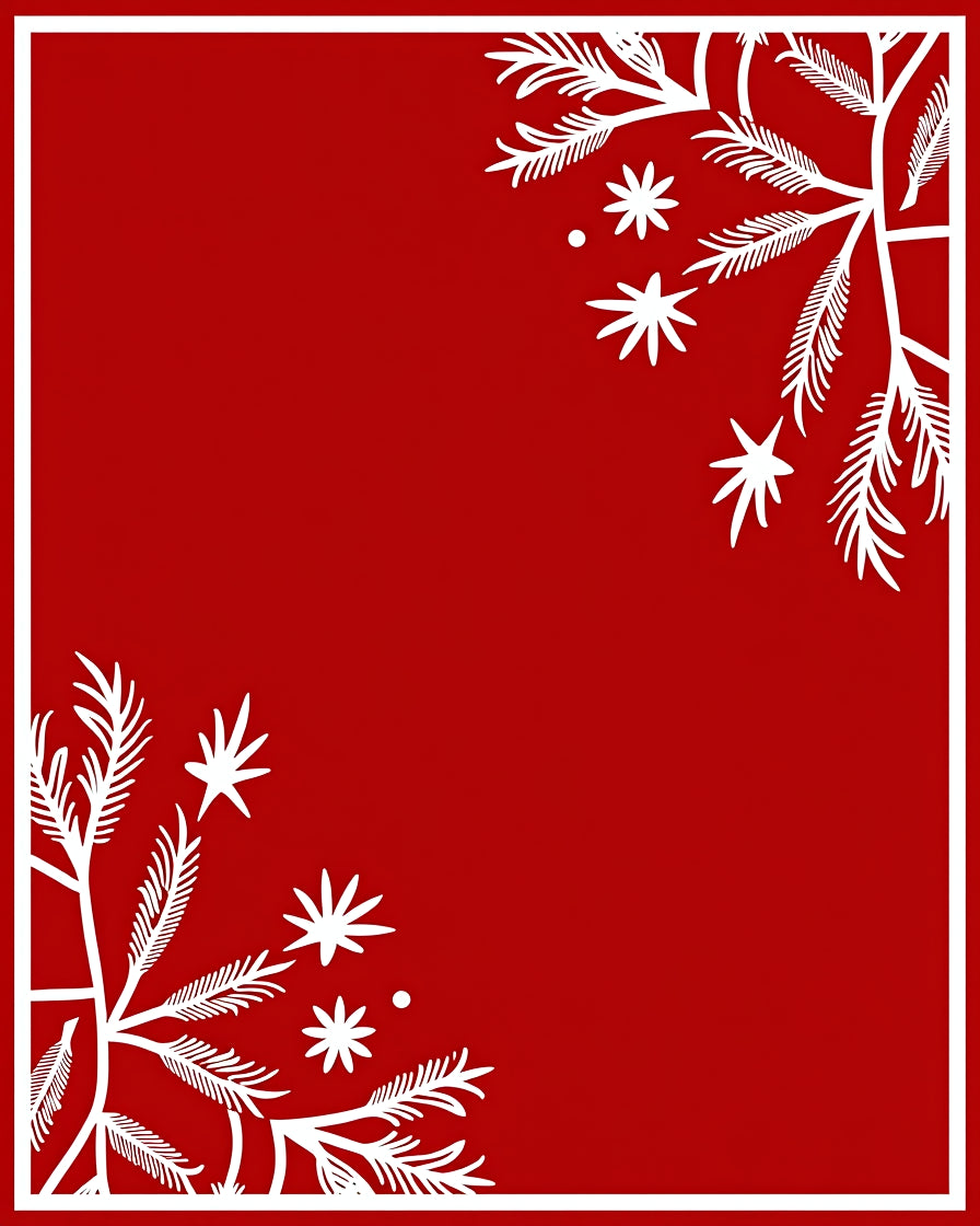 Red White Leafy Snowflake Design Rug