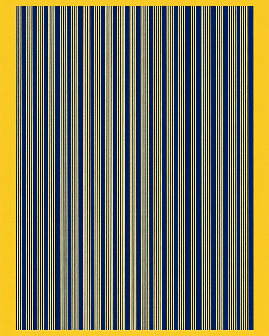 Bold Navy Yellow Stripe Design Rug