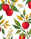 Red Apple Branch Pattern Rug