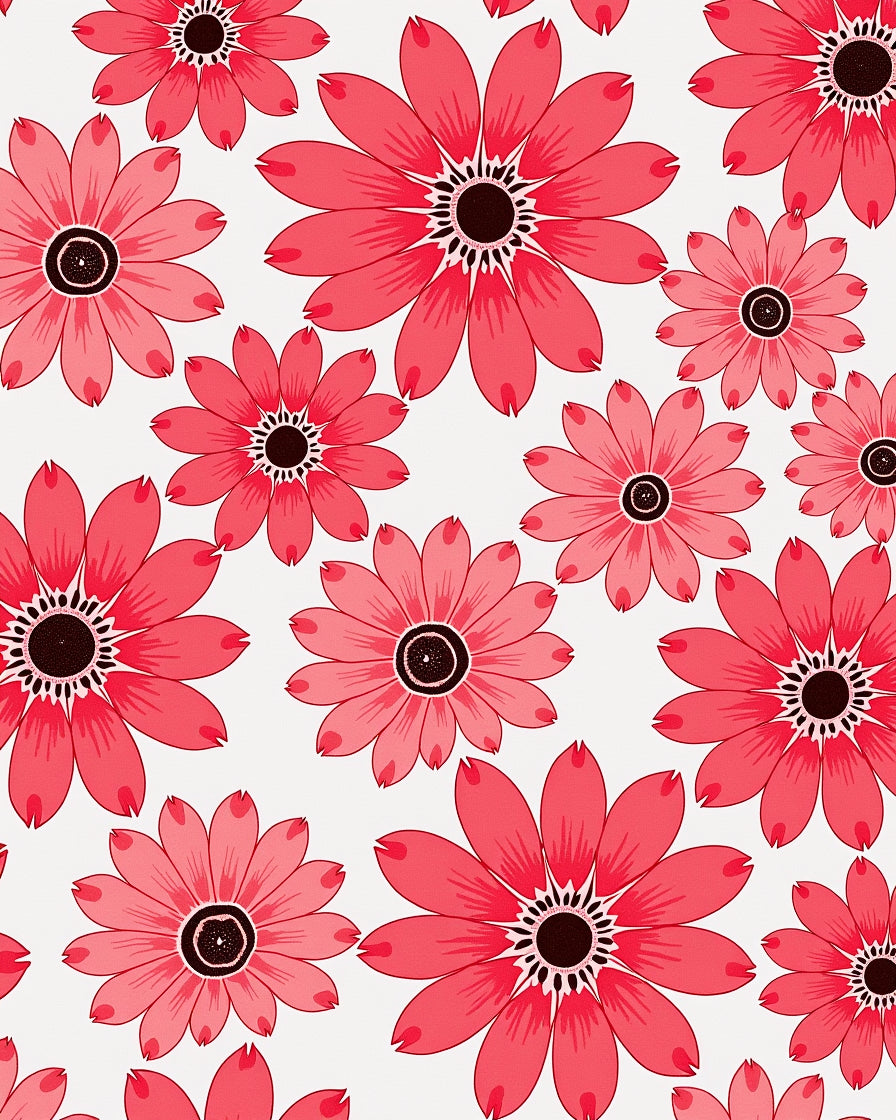 Coral Daisy Floral Pattern Rug