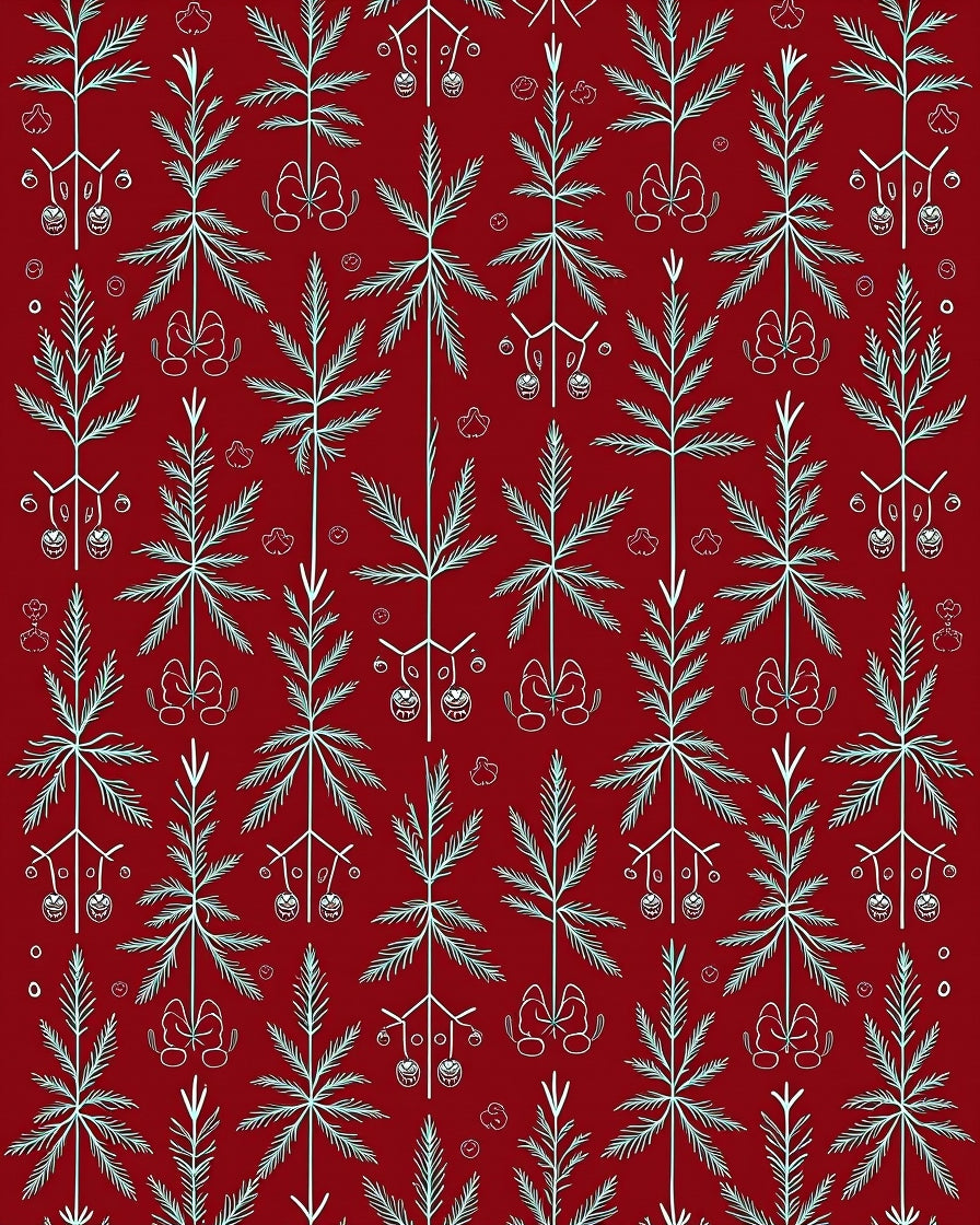 Festive Evergreen Pine Pattern Rug