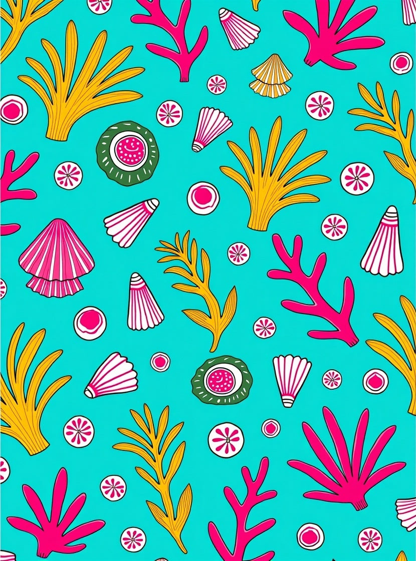 Coral Shell Artful Pattern Rug