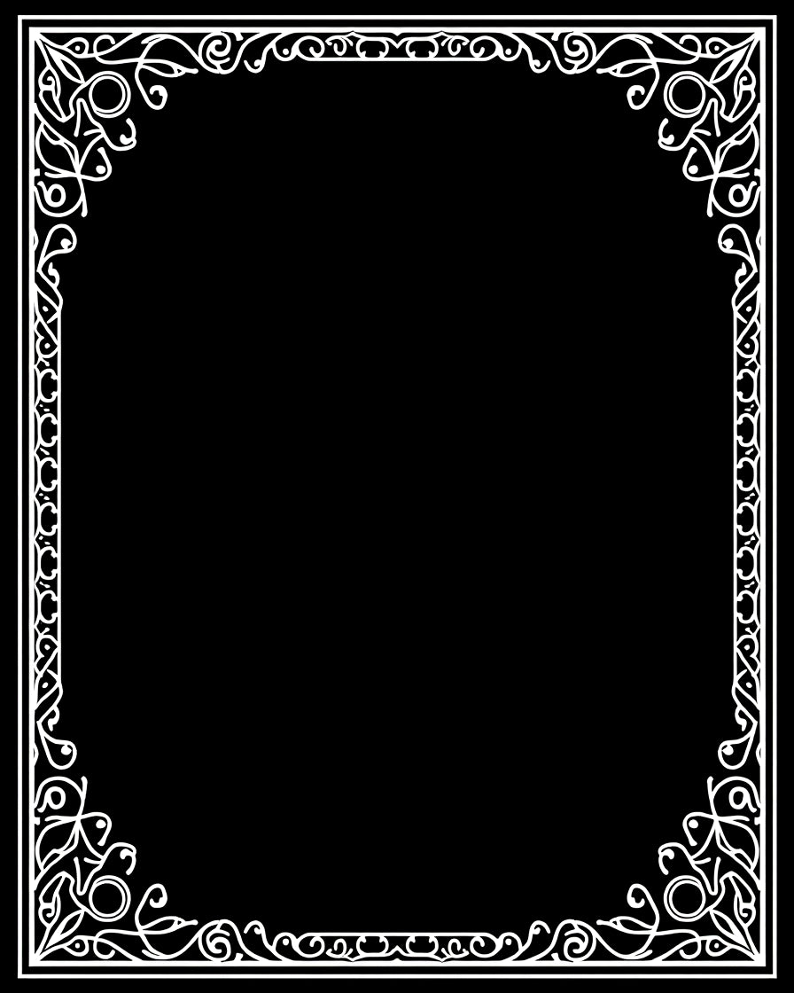 Ornate White Scroll Border Design Rug
