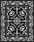 Classic Black White Floral Scroll Rug