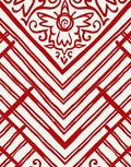 Bold Red Geometric Tribal Design Rug