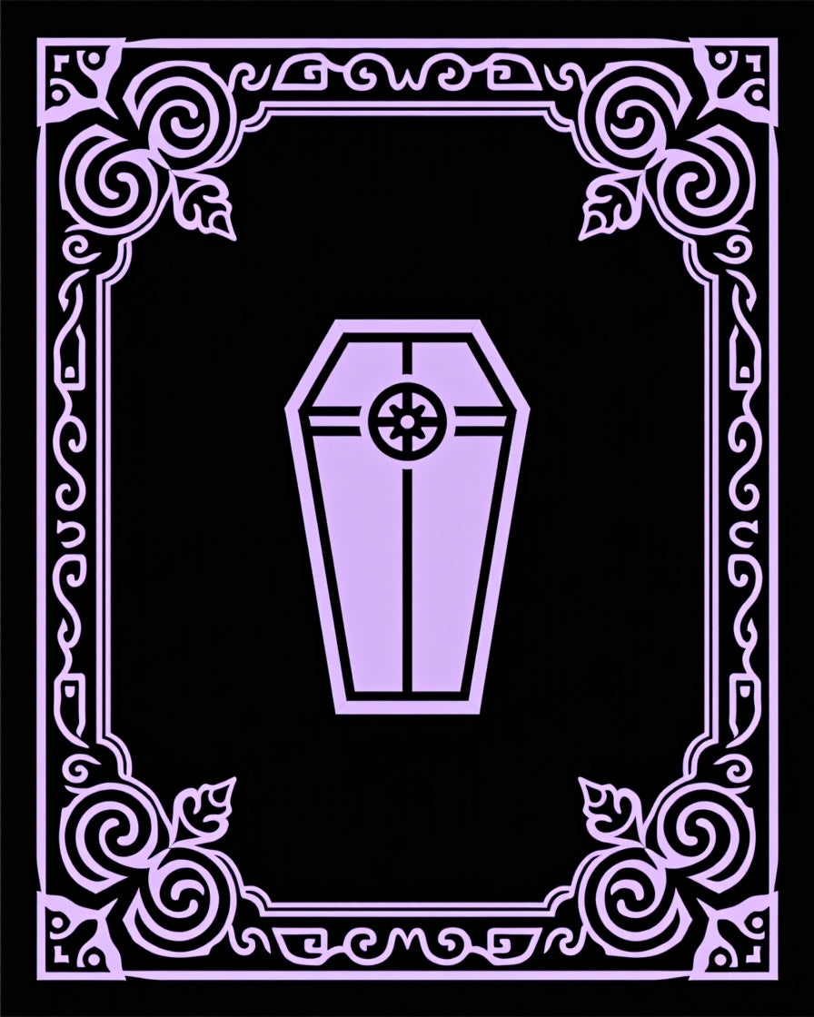 Lilac Coffin Floral Border Rug