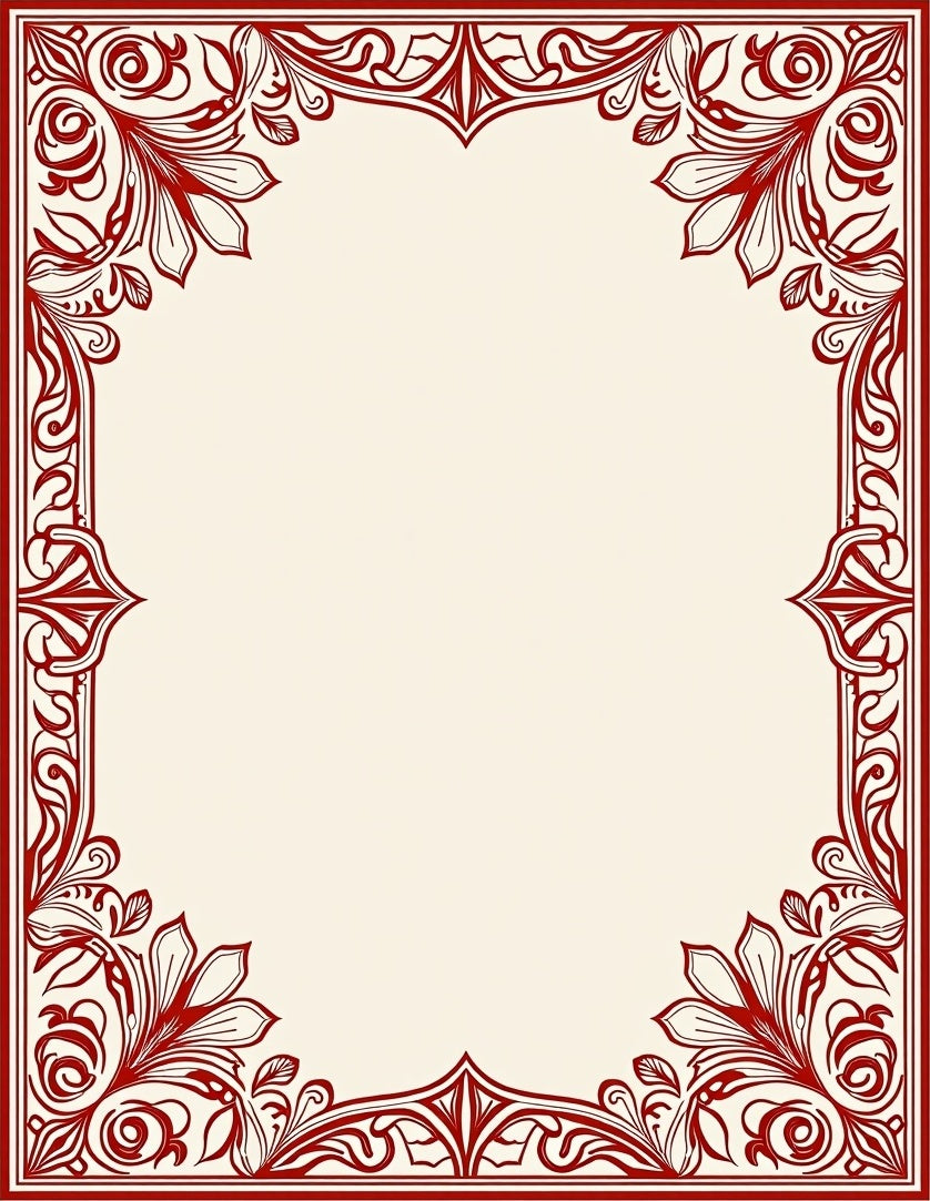 Elegant Red Floral Intricate Border Design Rug