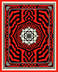 Bold Red Black Floral Mandala Pattern Rug
