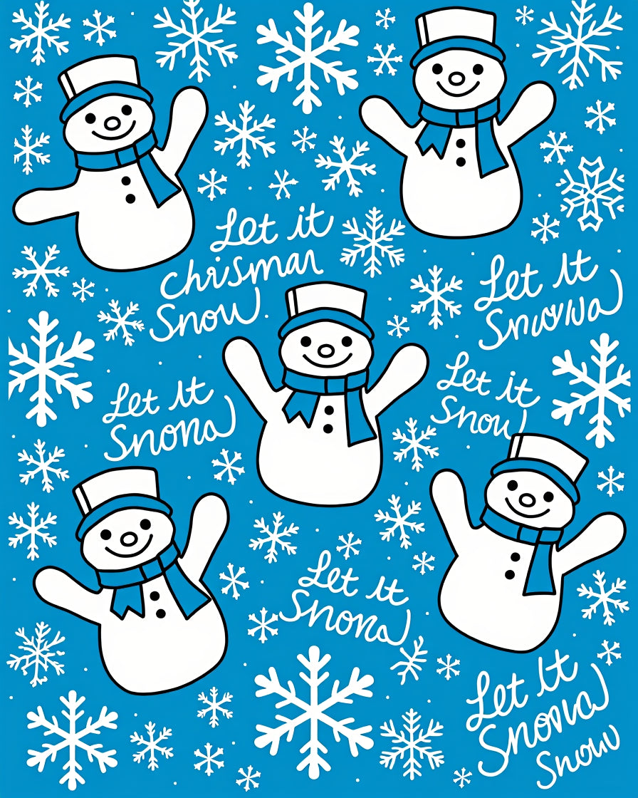 Charming Blue Snowman Christmas Snow Rug