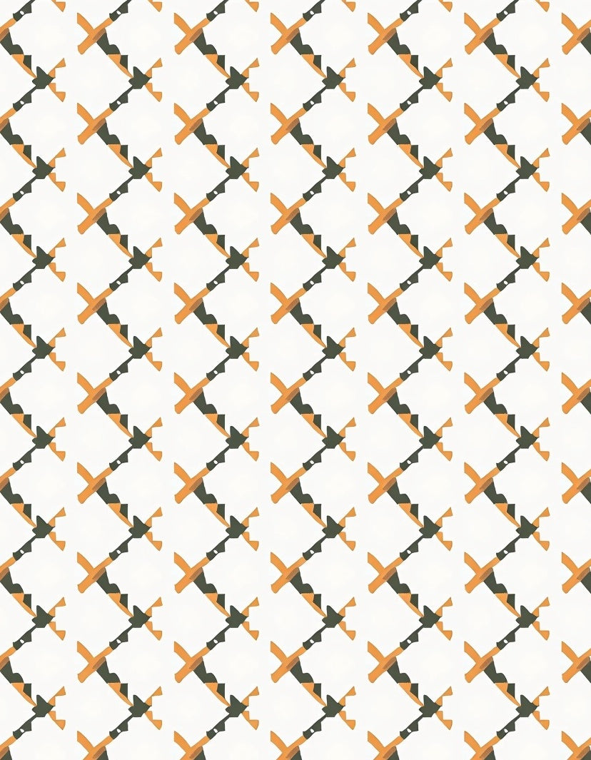 Orange and Grey Lattice Pattern Rug