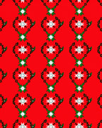 Red Starburst Green Accent Paisley Rug
