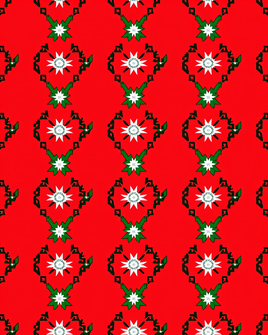 Red Starburst Green Accent Paisley Rug