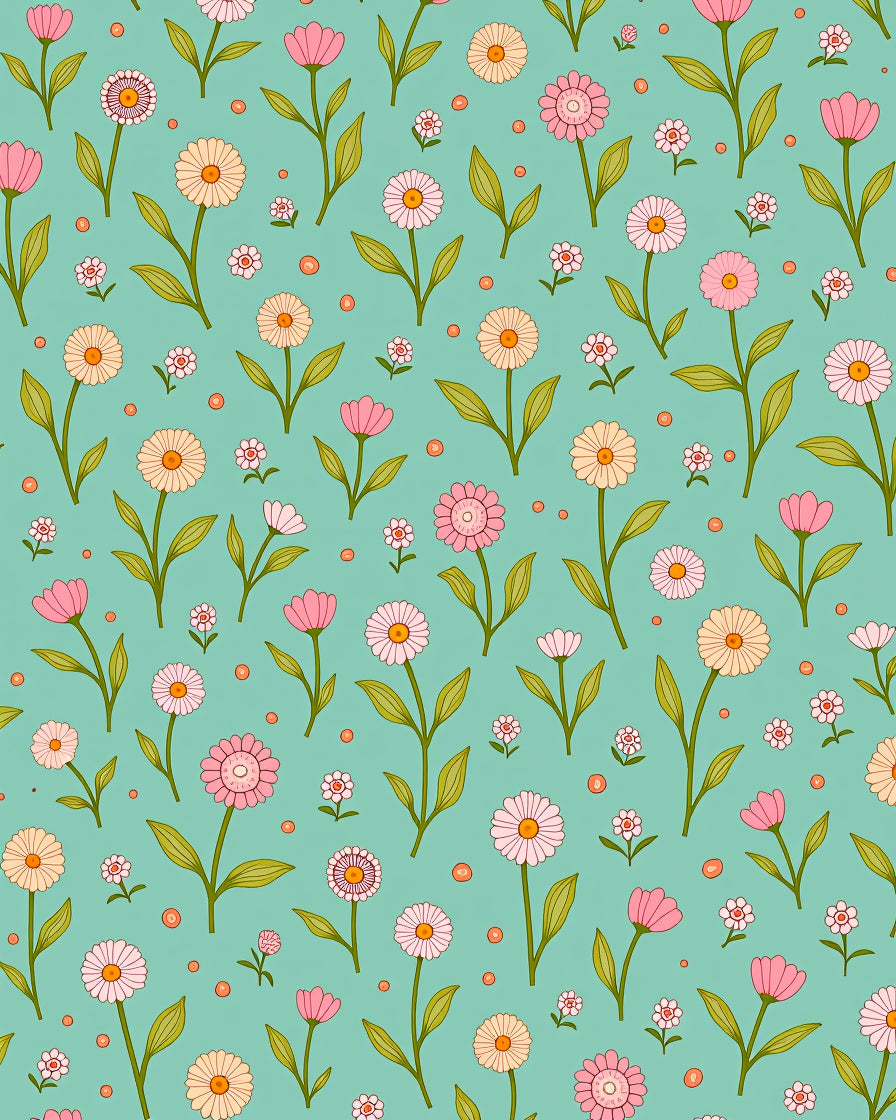 Retro Daisy Floral Pattern Rug