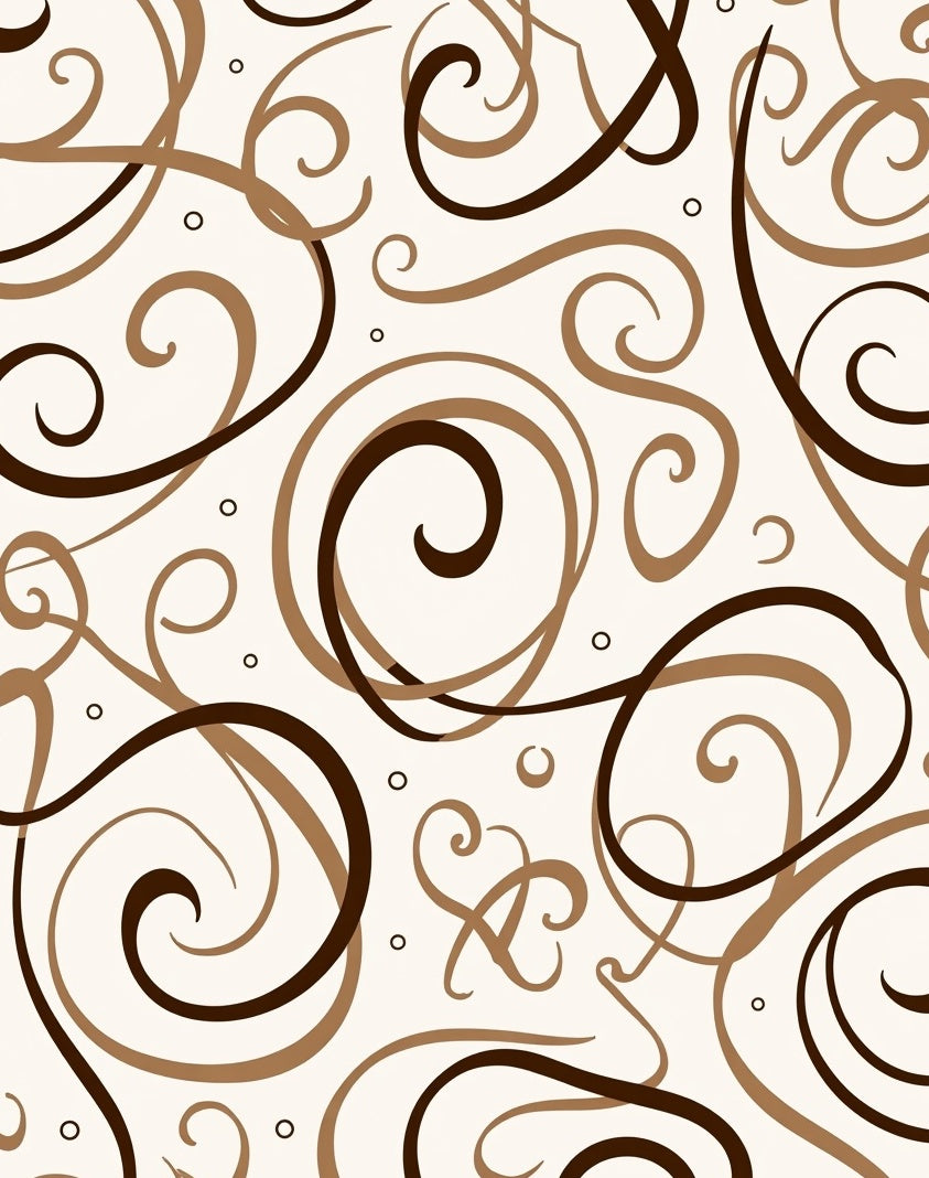Rich Brown Swirls Dots Pattern Rug