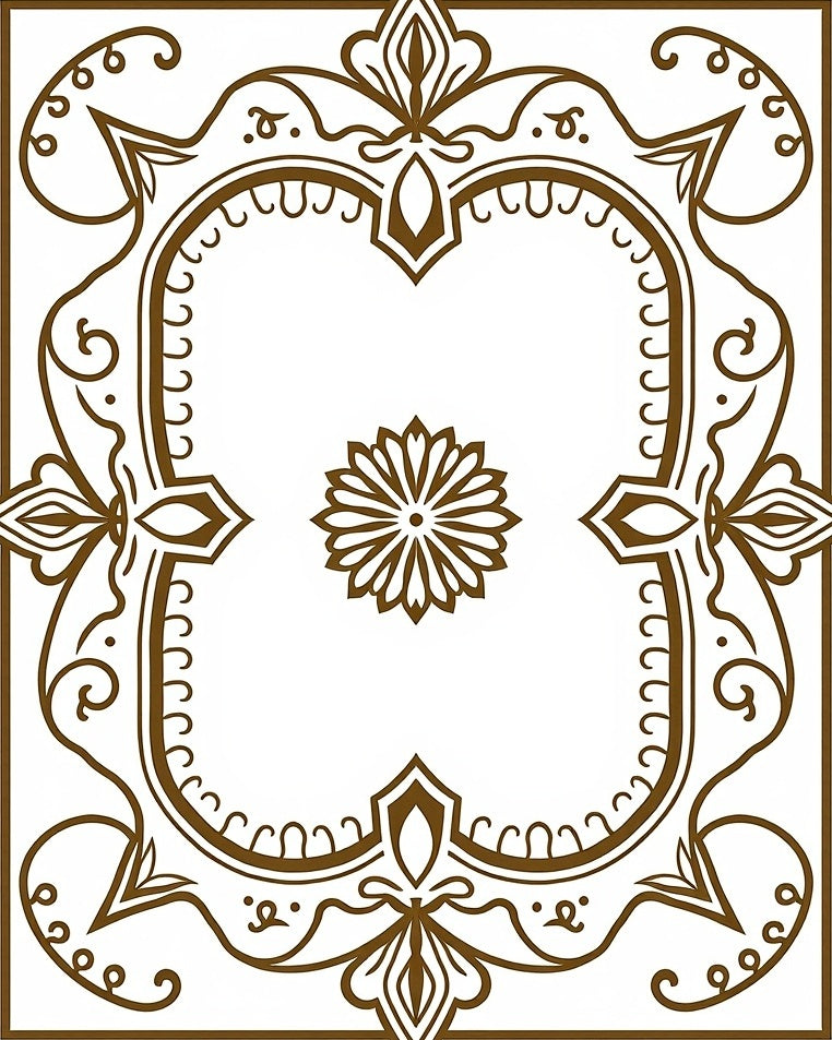 Ornate Floral Detailed Brown Pattern Rug