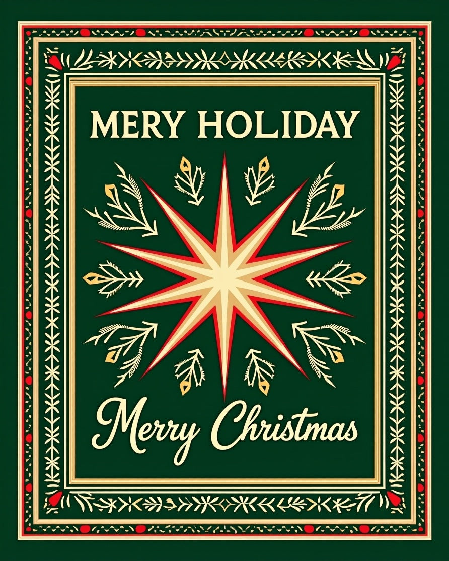 Festive Starburst Festive Frame Pattern Rug