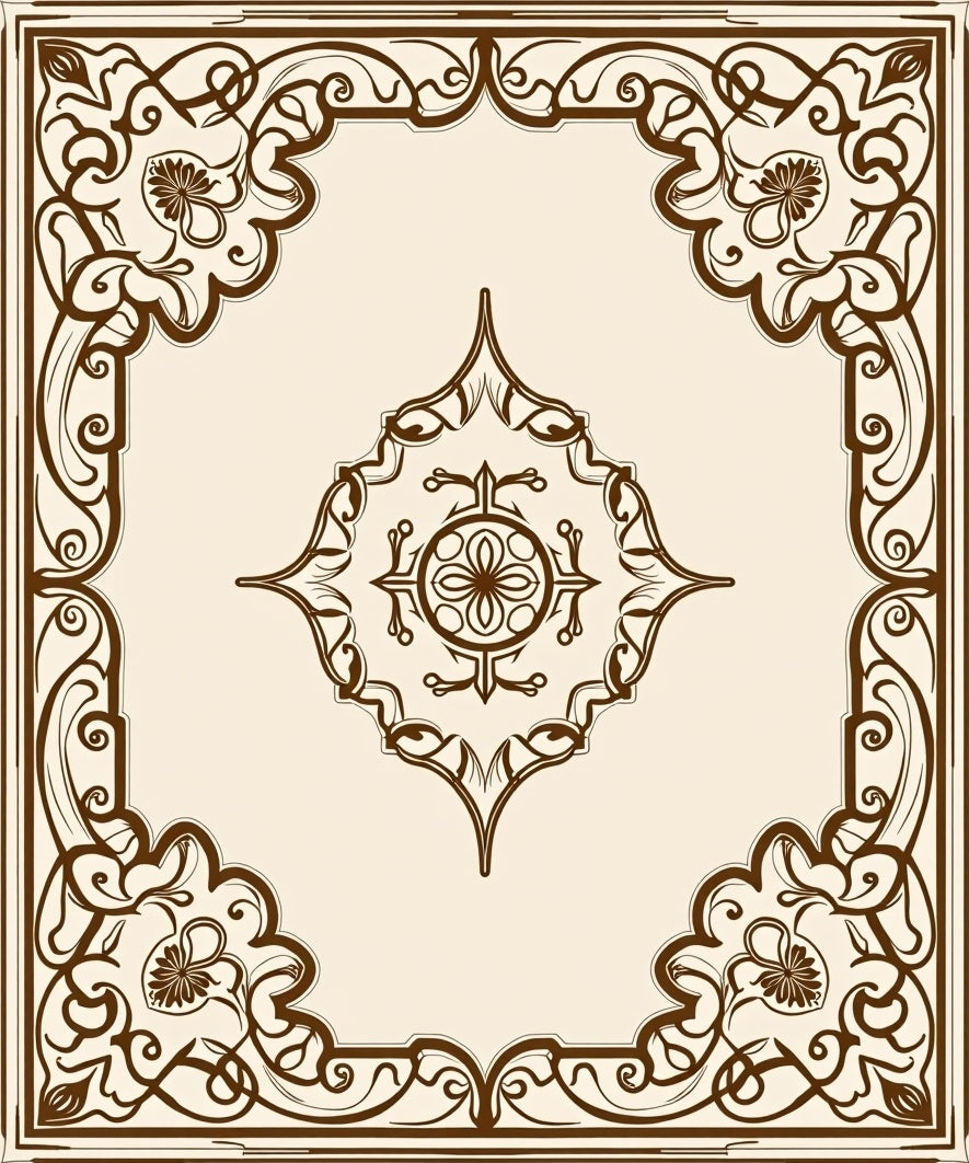 Elegant Brown Floral Scrollwork Rug