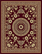 Ornate Floral Medallion Burgundy Design Rug