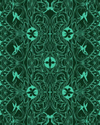 Ornate Teal Floral Swirls Pattern Rug