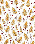 Golden Feather and Berry Pattern Rug