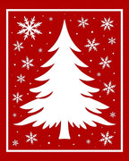 Festive Red Christmas Tree Snowflakes Rug