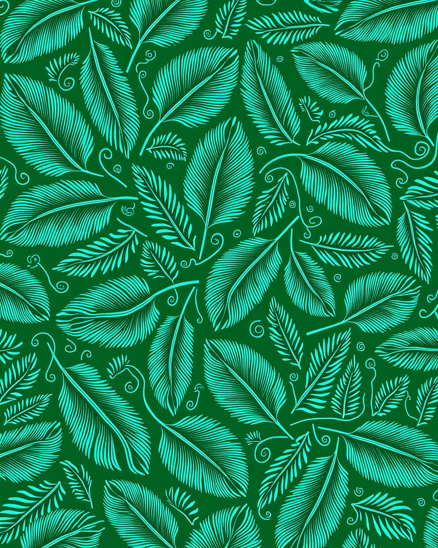 Emerald Green Teal Feather Composition Rug