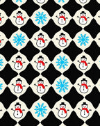 Snowman and Snowflake Pattern Print Rug