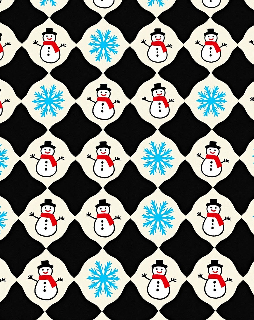 Snowman and Snowflake Pattern Print Rug