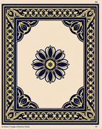 Ornate Floral Border Medallion Design Rug