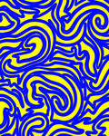 Bold Blue Swirls Yellow Abstract Rug