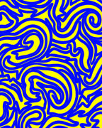 Bold Blue Swirls Yellow Abstract Rug