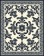 Elegant Scrollwork and Floral Damask Design Rug