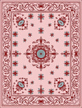 Ornate Floral Swirl Border Design Rug