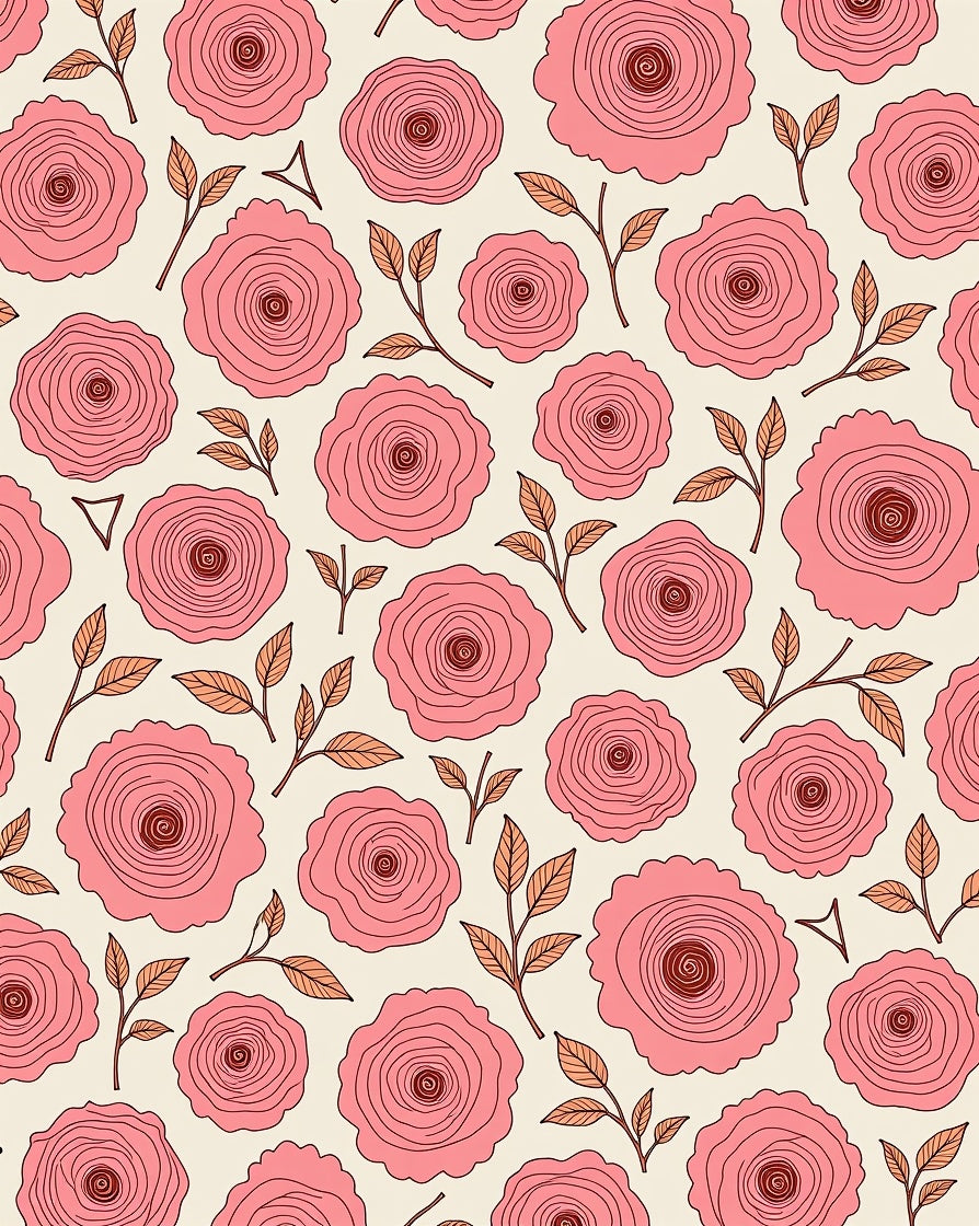 Delicate Rose Floral Pattern Rug