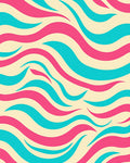 Pink Aqua Wavy Striped Pattern Rug