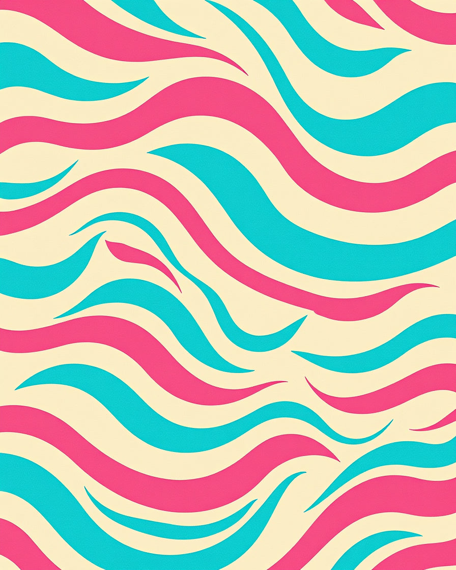 Pink Aqua Wavy Striped Pattern Rug