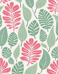 Coral Green Leaf Pattern Design Rug