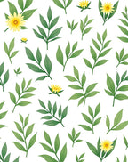 Yellow Flowers and Green Leaves Pattern Rug