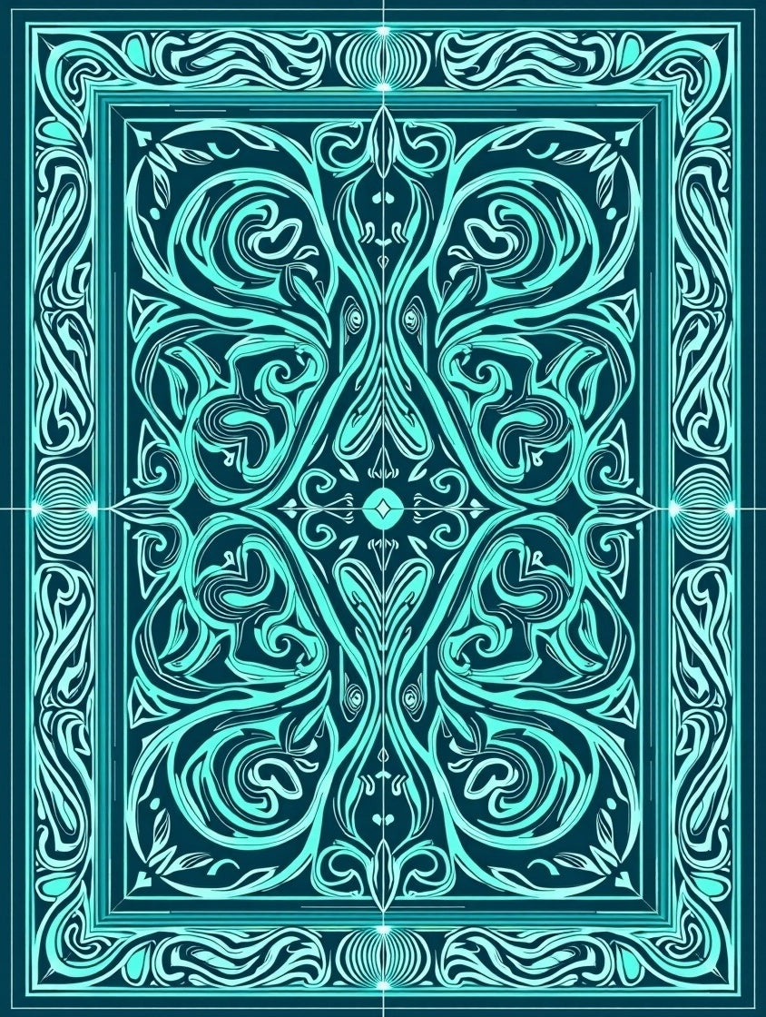 Intricate Teal Swirl Pattern Rug