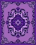 Ornate Violet Floral Medallion Rug