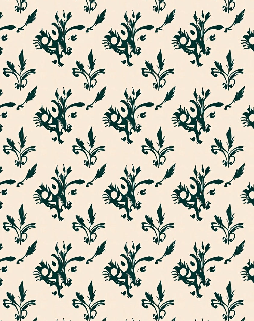 Dark Teal Floral Acanthus Scroll Rug