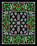 Black Holly Berry Floral Border Rug