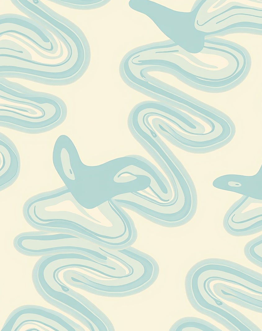 Serene Blue Wavy Pattern Rug