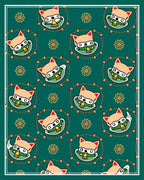 Cute Foxy Face Floral Motif Rug